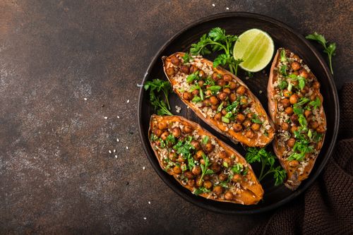 Sweet potato boat with chickpeas
